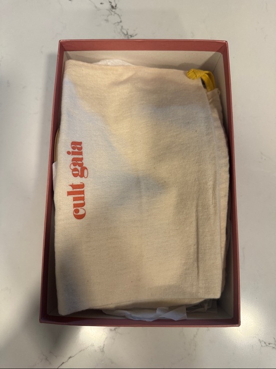 NWT cult gaia Valerie Sandal in Clear Two-Strap Mule Bamboo Gold Accent Heels - Picture 8 of 9